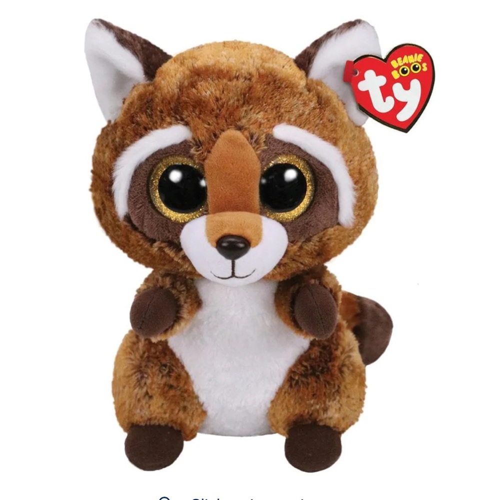 New Ty Rusty Brown White Racoon Medium